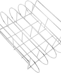 Stainless Steel Rib Rack Bbq Grilling Stand Sturdy Outdoor Barbecue Tool for Roasted Ribs Durable Resistant Design for Easy Cleaning and Use
