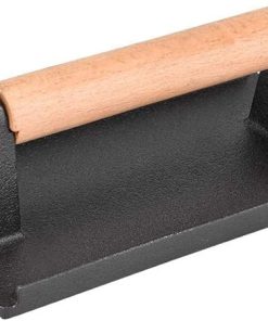 Commercial Heavy Duty Cast Iron Steak Weight Wooden Handle Bacon Grill Hamburger Press Cooking Barbecue Tools