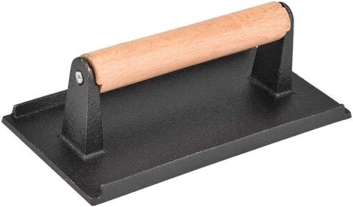 Commercial Heavy Duty Cast Iron Steak Weight Wooden Handle Bacon Grill Hamburger Press Cooking Barbecue Tools