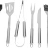 Outdoor BBQ Equipment 6-Piece Stainless Steel Grill Tool Set with Aluminum Case Compact for Camping Picnics