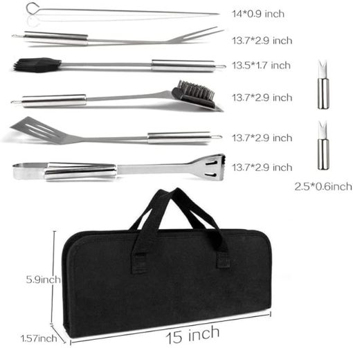 20-Pack BBQ Grill Accessories Tool Set, Stainless Steel BBQ Kit with Oxford Cloth Box for Camping/Kitchen, BBQ Utensils - Image 2