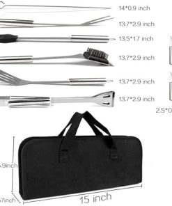 MaGiLL 20-Pack BBQ Grill Accessories Tool Set, Stainless Steel BBQ Kit with Oxford Cloth Box for Camping/Kitchen, BBQ Utensils 2