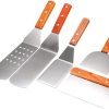 Barbecue Tool Set Flat Griddle Accessories Grill Spatula Set with Scraper, Long/Short Spatulas Outdoor BBQ Tool 5 PCS