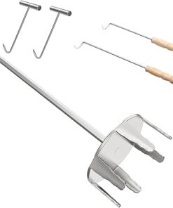 4 Inch Stainless Steel Pork Puller Used with Standard Hand Drill,Stainless Steel T Meat Hooks and Food Flipper Turner Hooks,for Kitchen Butcher Shop,BBQ Cooking Utensil Tool Accessories