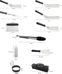 Griddle Accessories Kit 12 Pieces Flat Top Grill Accessories with Spatula Scraper Griddle Tools Utensils Set for Outdoor BBQ,Teppanyaki,Cooking Barbecue and Camping 2