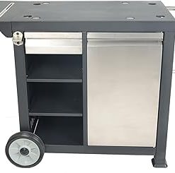 Razor Universal Rolling Prep Cart with Shelves and Storage Drawer for Portable Outdoor Griddle and Grills, Accessory Only, Black