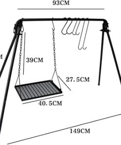 Adjustable Swing Grill Campfire Cooker – Heavy-duty Carbon Steel Outdoor Cooking Stand with Dual-chain System & Quick-release Design for Backyard, Beach & Slope Grilling 2