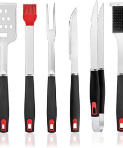 Outdoor BBQ 6-Piece Set BBQ Stainless Steel Baking Fork Shovel Clip Baking Tool Cleaning Brush Set