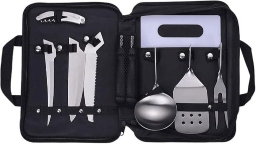 Stainless Steel Barbecue Grilling Accessories - 8 Pcs Utility BBQ Grill Tool SetStainless Steel BBQ Tools for Outdoor Indoor Barbecue Grilling Set