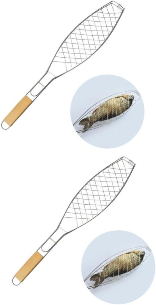 Yardwe 2pcs Grill Tools for Outdoor Grill Bbq Fish Basket Bbq Fish Grill Basket Bbq Fish Grilling Basket Bbq Tools Barbecue