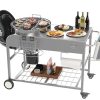 AECOJOY Grill Table for Weber 18" & 22" Original Kettle, Outdoor Grill Cart with Wheels, Outdoor Prep Table for Weber Original Kettle,Jumbo Joe