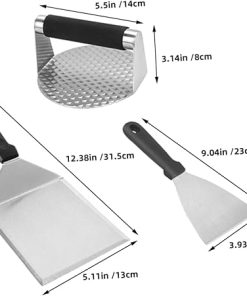 VOSAREA 1 Set Stainless Steel BBQ Grilling Tool Cooking Accessories with Burger Press Versatile Spatula Food Brush Oil for Outdoor Camping and BBQ Enthusiasts 2