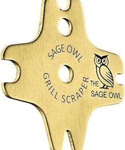 Sage Owl Bristle-Free Universal Brass Grill Scrapers with Handle Combo – Safe Standard Grill Cleaner for Porcelain Outdoor Grills – Barbecue Tools Grilling Accessories for Men 2