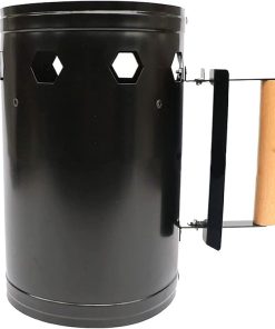 Charcoal Chimney Starter Set, Fireplace Accessories Blower BBQ Tools, Portable Charcoal Chimney Starter with Wooden Handle, for Outdoor