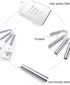 Grill Tool Set, Generic BBQ Tool Set 3pc Grill Accessories with Spatula, Fork, Clamp – Gifts for Dad Durable, Stainless Steel Grill Tools 2