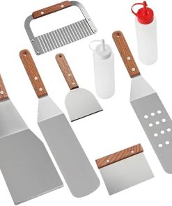 BESPORTBLE Grill Tool Set BBQ Spatula Set Wooden Handles Stainless Steel Grilling Accessories for Outdoor BBQ Camping