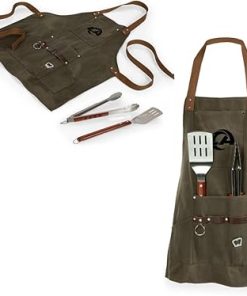 PICNIC TIME NFL BBQ Apron with Tools & Bottle Opener, (Khaki Green with Beige Accents) 2