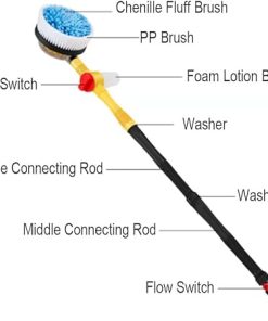 Water Fed Pole Kit Lightweight, Solar Panel Cleaning Brush Rotary Water Supply Pole Brush System, Solar Cleaning Tools Great for Cleaning House Siding, Cars, Trucks, Floors and More. 2