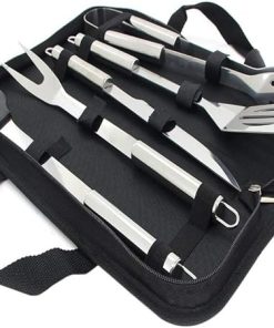Jutagoss BBQ Grill Tool Set, Stainless Steel Barbecue Grilling Accessories with Carrying Case, Includes Spatula, Tongs, Skewers, 6 Pieces Set