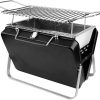 BBQ Grill Outdoor Stainless Steel BBQ Grill Folding Black Portable Briefcase Barbecue Collapsible Accessories for Home Park Use Mini Pocket BBQ 3