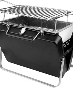 BBQ Grill Outdoor Stainless Steel BBQ Grill Folding Black Portable Briefcase Barbecue Collapsible Accessories for Home Park Use Mini Pocket BBQ