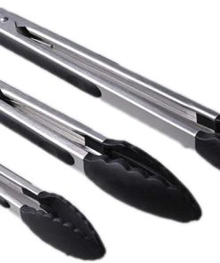 VIGANI Kitchen Tongs,Cooking Tongs, 3 Pcs Food Pliers Kitchen Pliers Heat Resistant Stainless Steel Silicone Barbecue Tongs