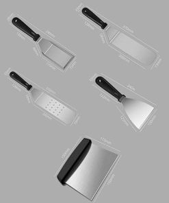 Barbecue Tool Set, 5-Piece Grill Accessory Kit with Heavy Duty Spatula, Black, Stainless Steel and PP, Universal, Outdoor Grill, Outdoor Living 2