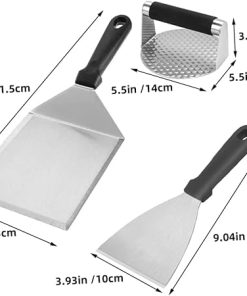 GLEAVI 1 Set Stainless Steel Burger Patty Press Grilling Tool Kit with Ergonomic Handle for Easy Patty Making and Cooking at Home 2