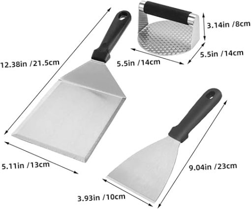 GLEAVI 1 Set Stainless Steel Burger Patty Press Grilling Tool Kit with Ergonomic Handle for Easy Patty Making and Cooking at Home - Image 2