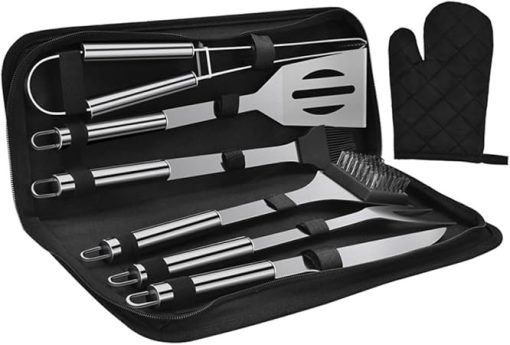 Portable BBQ Kit 8pcs Grill Tools Stainless Steel Barbecue Set Outdoor Cooking Accessories