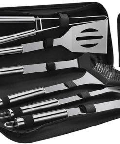 BESPORTBLE Outdoor Grilling Set 7 Piece BBQ Tool Set Stainless Steel Grill Tools Food Clamp Portable Barbecue Accessory Kit
