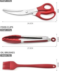 Barbecue Set Silicone Brush Food Clip Multi-Functional Scissors Barbecue Shop Set Barbecue BBQ Stainless Steel Clip(D) 2