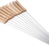 10 Pcs Stainless Steel BBQ Skewer with Wooden Handle Reusable Picnic Barbecue Outdoor Cooking Tool Kitchen Accessories