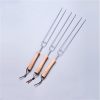 BBQ Stick Skewers Barbecue sign stainless steel U-shaped roasting needle chicken wings fork lamb skewers iron sign wooden handle roasting needle household accessories tools(12pcs), Silver