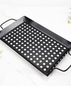 1pcs Large Non Stick BBQ Pans Grill Barbecue Basket Carbon Steel Grill Fish Meat