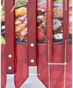 Set of 3 Barbecue Accessories with Wooden Handle: Tongs, Fork and Scoop 2