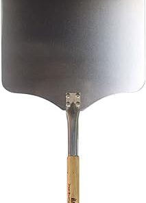 Green Mountain Grills 14 Inch Square Steel Pizza Peel with Engraved Wooden Handle for Pellet Grill Wood-Fired Pizza Ovens, Silver