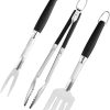 MaGiLL 3pcs Stainless Steel Grill Accessories Set Barbecue Fork Grilling Tongs Spatula Portable Multifunction BBQ Tools Kitchen Tools