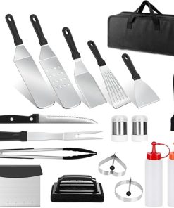 Griddle Accessories Kit, 19Pcs Grilling Accessories Set for Blackstone and Camp Chef, Flat Top Griddle Accessories Set with Scraper, Enlarged Spatulas, Basting Cover