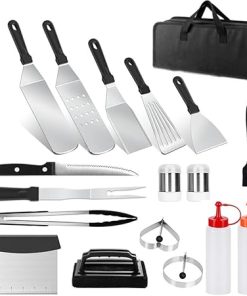 Griddle Accessories Kit,19 PCS BBQ Accessories for Blackstone and Camp Chef,Stainless Steel Flat Top Grill Accessories with Carry Bag Professional Hibachi Tools Gifts for Outdoor BBQ 2