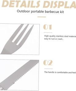 Outdoor Barbecue Tools Grilling Set BBQ Utensils Kit Stainless Steel Grill Kit for Outdoor Grill Includes Fork Cutter Brush Shovel 2