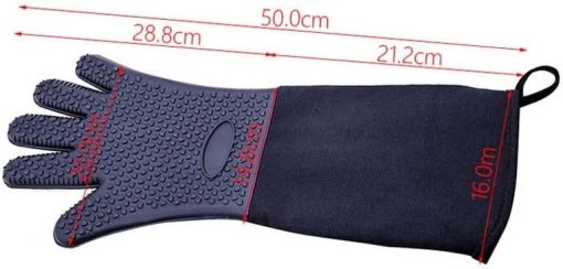 Kitchen Gloves Microwave Oven Mitts Long Heat-Insulation Gloves Non-Slip Anti-Scald for Cooking Baking BBQ - Image 2
