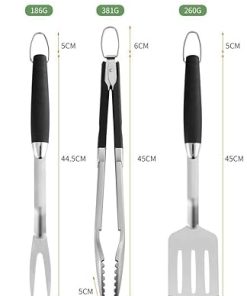 3 Piece Grill Set BBQ Accessories – Tongs, Spatula & Fork Utensils – Heavy Duty Stainless Steel Barbecue Grilling Accessories & Tools with Solid Sturdy Handles 2