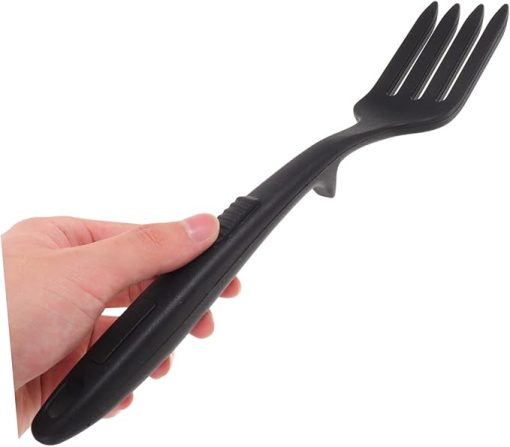 Dinner Forks, 3pcs Silicone Cooking Fork Pasta Spaghetti Server Spoon Home Cooking Fork Salad Tongs Silicone Forks Sphagetti Black Serving Utensils Versatilen Moss Noodle - Image 2