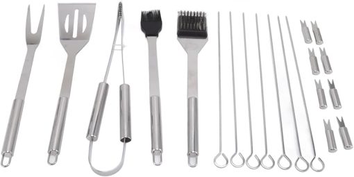 20pcs BBQ Tongs BBQ Fork BBQ Brush Stainless Steel BBQ Tool Set Outdoor Portable Grilling Tools Set Grilling Accessories for Family Outdoor Activities