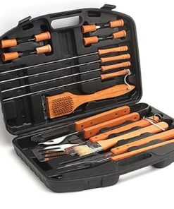 18 Piece BBQ Tools Set Stainless Steel Wooden Handle BBQ Tools for Christmas Birthday Presents - Grill Utensils Set Ideal Grilling Gifts for Men Dad Women