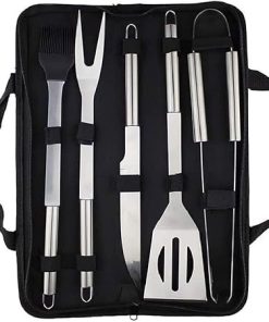 Accessories Tools Set-5 Pcs Includes Stainless Steel Roasting Fork Roasting Shovel Roasting Clip Oil Brush, Grilling Accessories Kit for Home, Camping, Kitchen