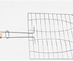 Stainless Steel Outdoor Grill with Wooden Handle Grill Basket Folding Dual Fish Hamburger Clip BBQ Net Picnic Tool 2