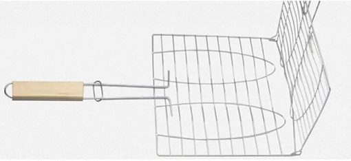 Stainless Steel Outdoor Grill with Wooden Handle Grill Basket Folding Dual Fish Hamburger Clip BBQ Net Picnic Tool - Image 2