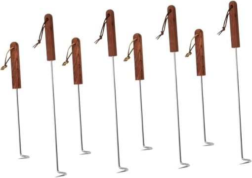 Mipcase 4sets BBQ Meat Hook Food Flipper Stainless Steel Grill Utensil Outdoor Cooking Tool 2pcs*4